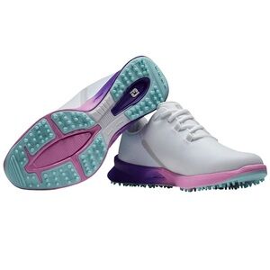 Womens FootJoy Fuel Sport Spikeless Golf Shoes - White, Pink and Purple